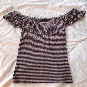 Off/on the shoulder striped shirt